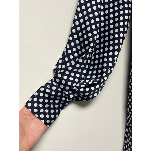 ZARA Dress Black With White Polka Dots, Neck Tie, Full Sleeves, Sz S - Picture 3 of 11